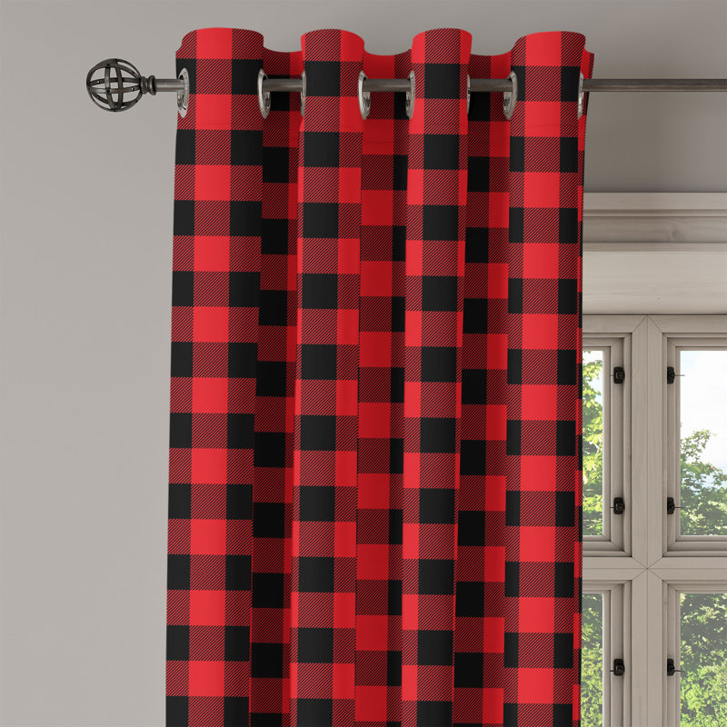 Rideau à œillets 2 panneaux Red Barrel Studio®, 50 po, orange noir, L 50 po x L 63 po