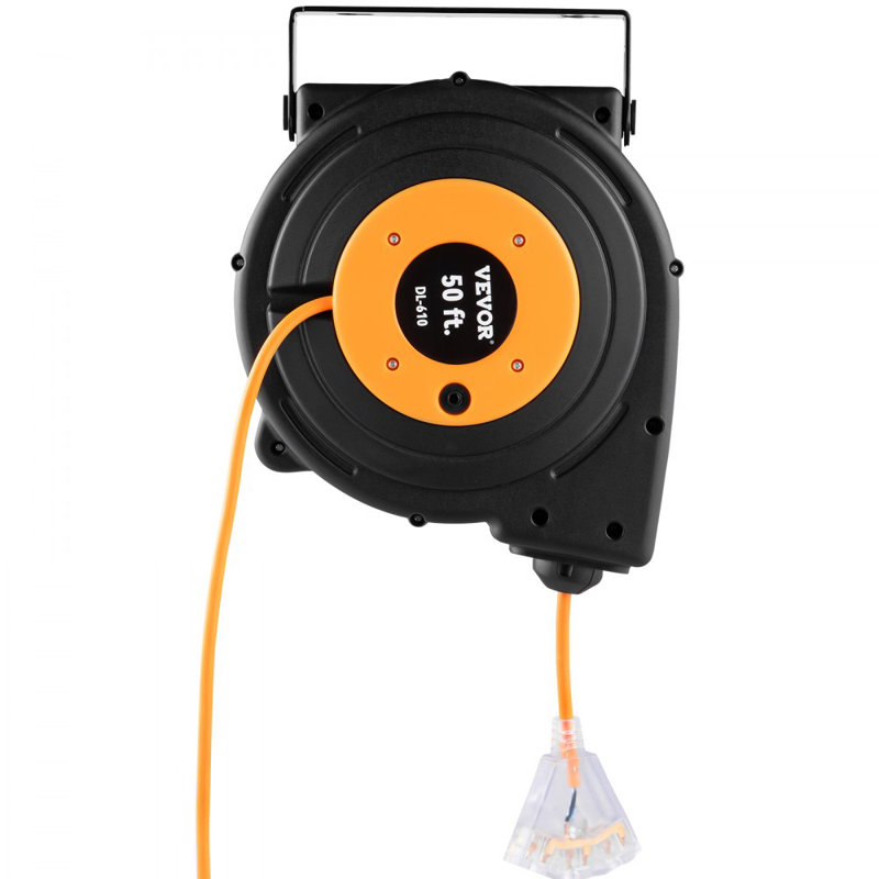 50ft Retractable Extension Cord Reel 14AWG/3CSJTOW Power Cord Reel