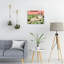 Art mural rétro sur toile, chat rigolo sur un canapé vert, impression sur toile - décoration murale pour le salon, 16 L x 20 l