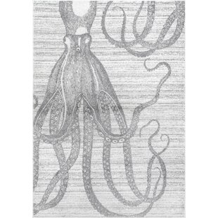 Thomas Paul Faded Power Loomed Octopus Silver/Gray Area Rug