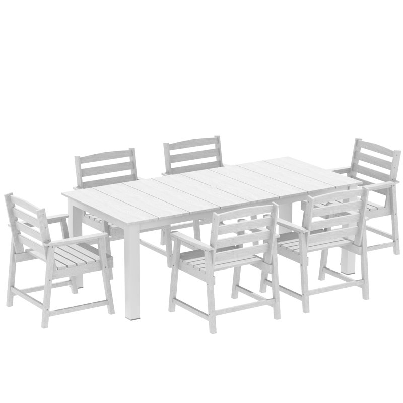 Six-piece Outdoor Patio Dining Table Set, White