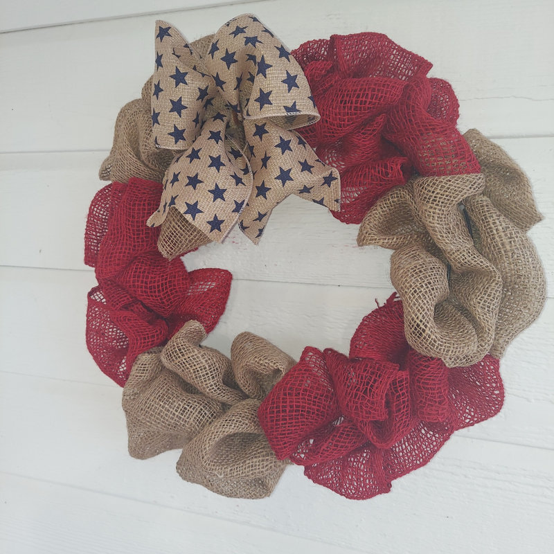 Couronne de toile de jute patriotique 16 po