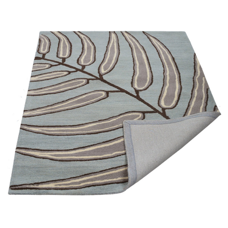 Abhi Hand Tufted Wool Eco-Friendly Area Rugs - Rectangle, Light Blue Color, Floral Modern Design, High Pile Thick Handmade Anti Skid Area Rugs for Living Room, Bed Room