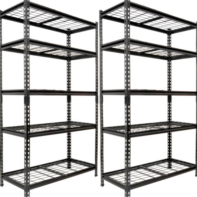 2 5 Steel Storage Shelving Unit With Assembly, Adjustable For Garage And Storage, Black, Rust-, 450 Lb Per Shelf, 36x18x72 Inches Heavy-duty Shelves Shelves, Warehouse, 36 Depth, 18 Width, 72 Height,