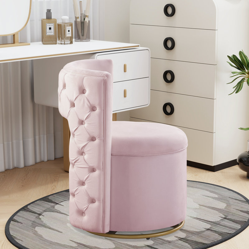 Fauteuil demi-tonneau pivotant avec rangement, Rose