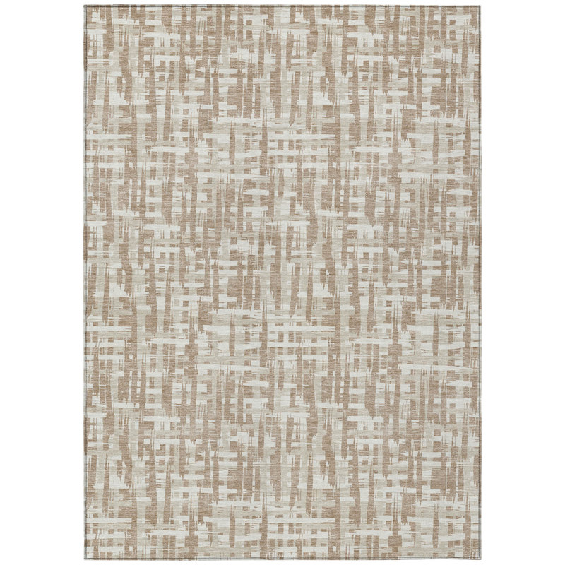 Ayani Tan Washable Indoor-Outdoor Rug - , 5' x 7'6"