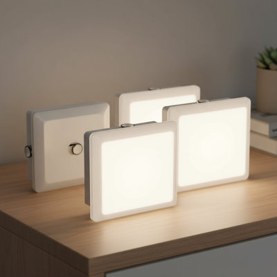 Basic White Square Night Light With 5000K Cool White And Auto Dusk To Dawn