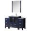 54 po Meuble-lavabo bleu marine avec armoires latérales, comptoir en céramique blanc, robinet et miroir 28 po - comptoir Scratch, simple en acier inoxydable-1282631611