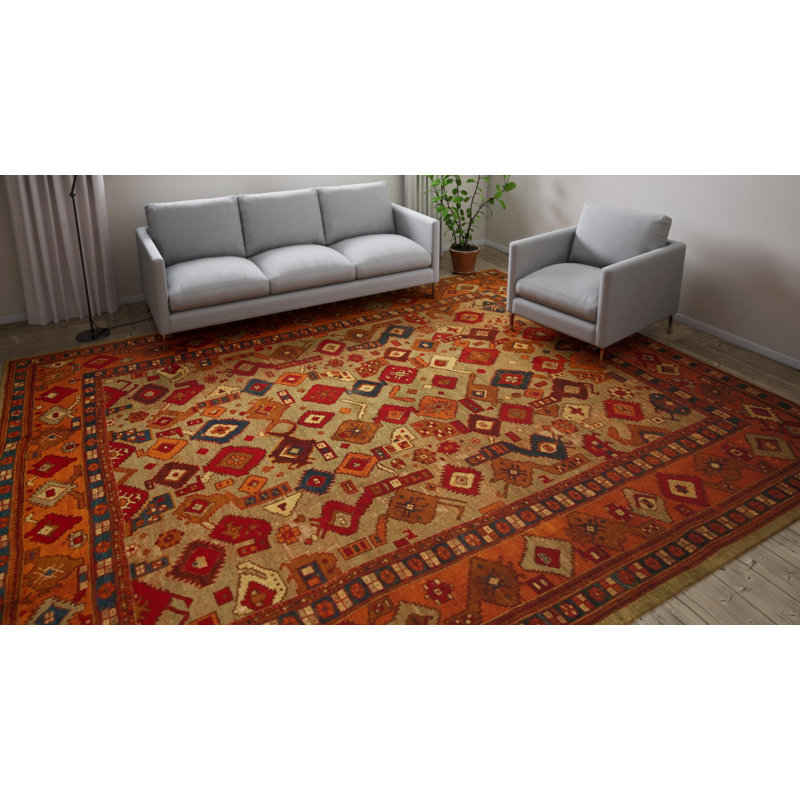 Orange Antique Turkish Oushak Rug - 11'10" x 13'3"