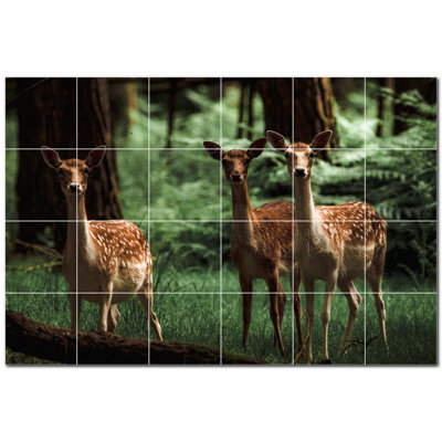 Murale décorative cerf en céramique 6 po x 6 po Deer Photo