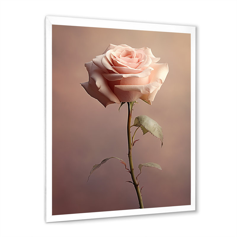 «Rose Romantic Simplicity Représentation», reproduction sur toile, Cadre simple blanc, H 20 po x l 12 po x P 1 po