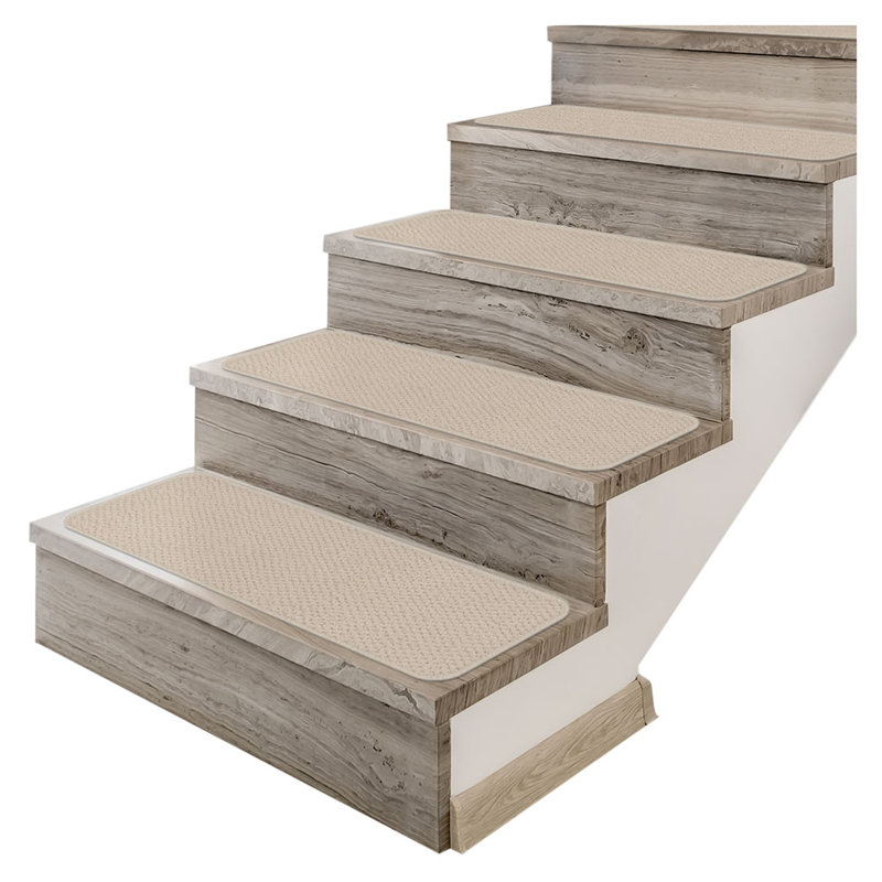 Aneris Non-Slip Stair Tread, Rectangle 1'11" x 0'8", Ivory