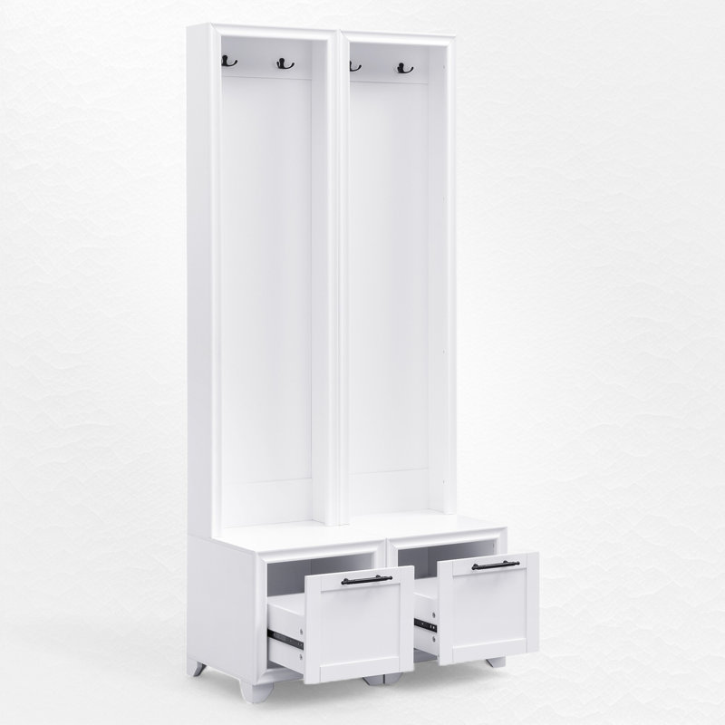 Arbre d'entrée de 31,4 po de largeur avec banc et rangement, Blanc