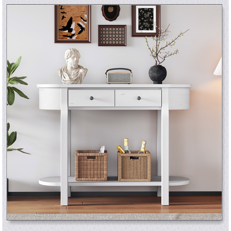 Élégante console rétro avec un design incurvé et un glacis lisse pour les entrées, les salons et les couloirs
