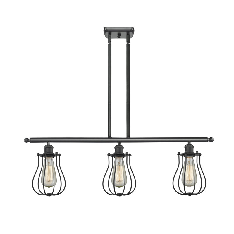 Amett 3 - Light Kitchen Island Pendant, Matte Black, Matte Black, LED