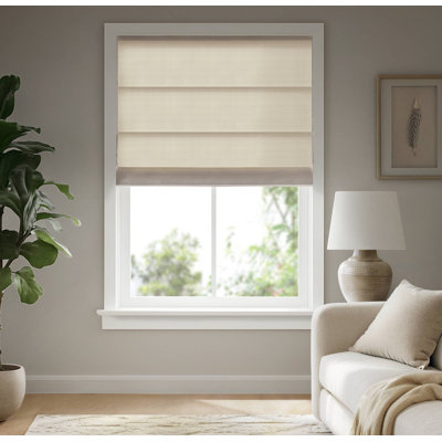Madison Park Galen Matte Ivory Cordless Basketweave Room Darkening Single 29x64" Panel Roman Blind