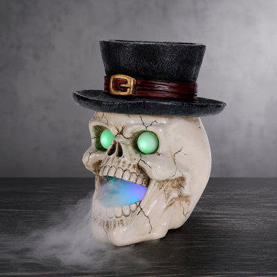 Smiling Skull Mist Fountain with Candle Hat