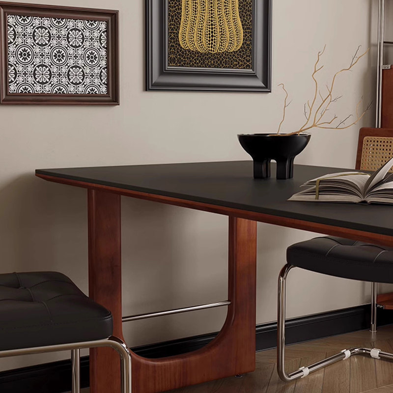 Une table de salle à manger rectangulaire rétro pour un usage domestique, H 29,52 po x L 78,74 po x l 31,49 po