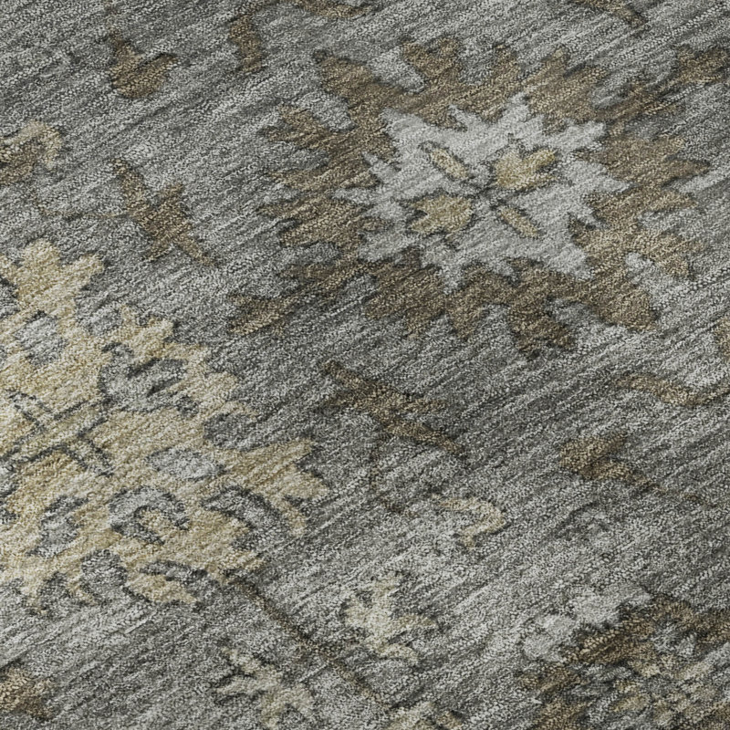 Premium Machine Washable Mayfield AMF2051 Global Rug, 3' x 5', Pewter
