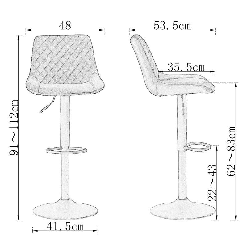 Aaminah Swivel Adjustable Height Velvet Bar Stool, Orange