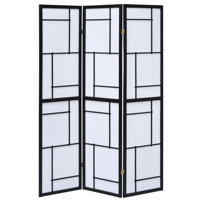 Paravent noir à 3 écrans pliants, panneaux en papier blanc pour plus d'intimité et diffusion douce, bois d'hévéa pour une variété de décors durables