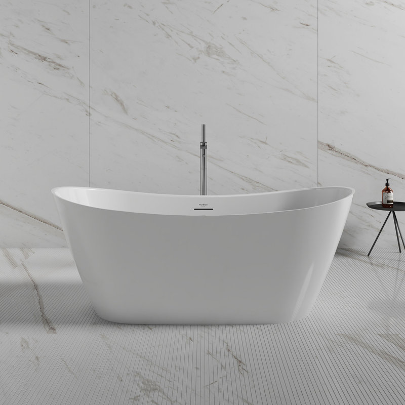 Baignoire de trempage autoportante en acrylique 60 "x 31,5" avec trop-plein et bonde escamotable pour salle de bain MonBlari