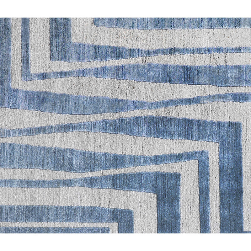 Geometric Area Rug in Ivory/Blue, Rectangle 8' x 10'