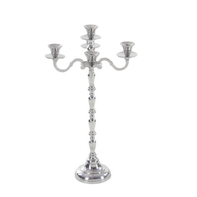Bougeoir décoratif en aluminium et métal argenté
