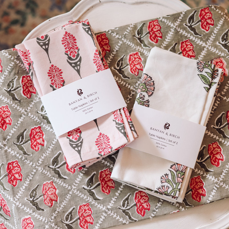 Bahaar Table Napkin, Pink Floral