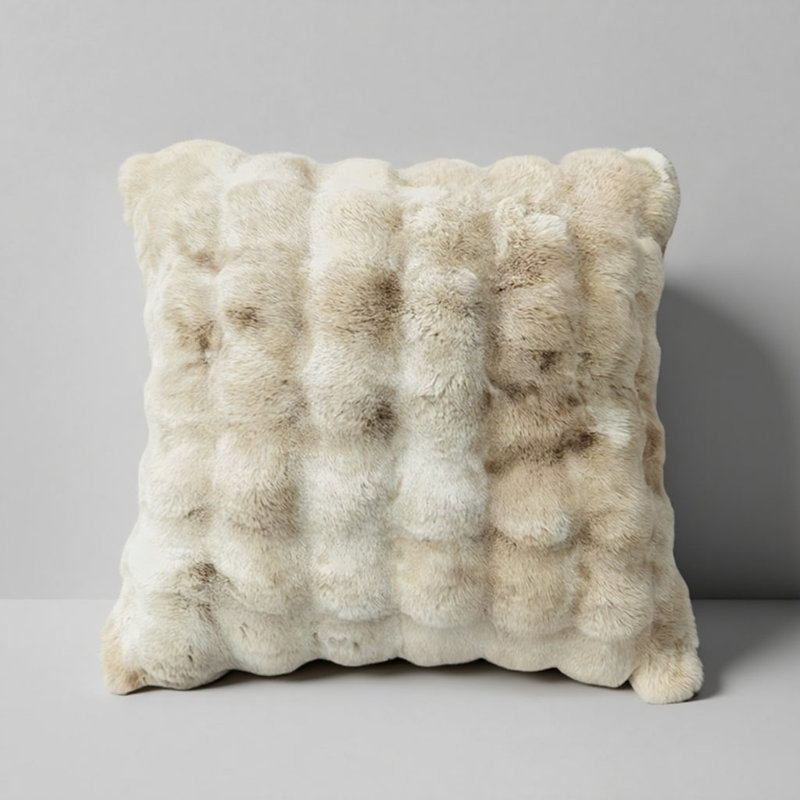 Coussin à poils longs moelleux 2X2 Ft, Beige
