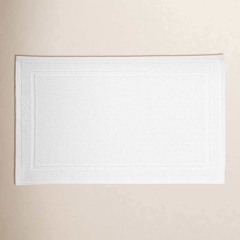 Tanglewood Cotton Non-Slip Bath Rug, White