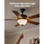 Ventilateur de plafond, ensemble de lumière de ventilateur en forme de bol de 750 lm et 3000 K avec chaîne de traction, 2 ampoules à DEL, luminaire de remplacement pour le salon, la salle à manger, la chambre à coucher, l'intérieur, abat-jour en verre blanc nickel brossé