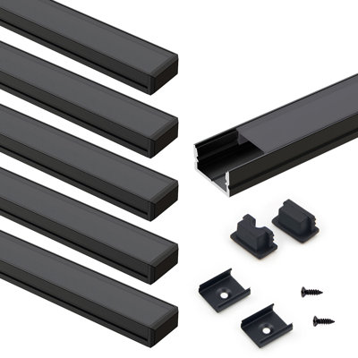 VST 1ft Aluminum U-Shaped LED Light Strip Channel (with Cover), Pack of 6