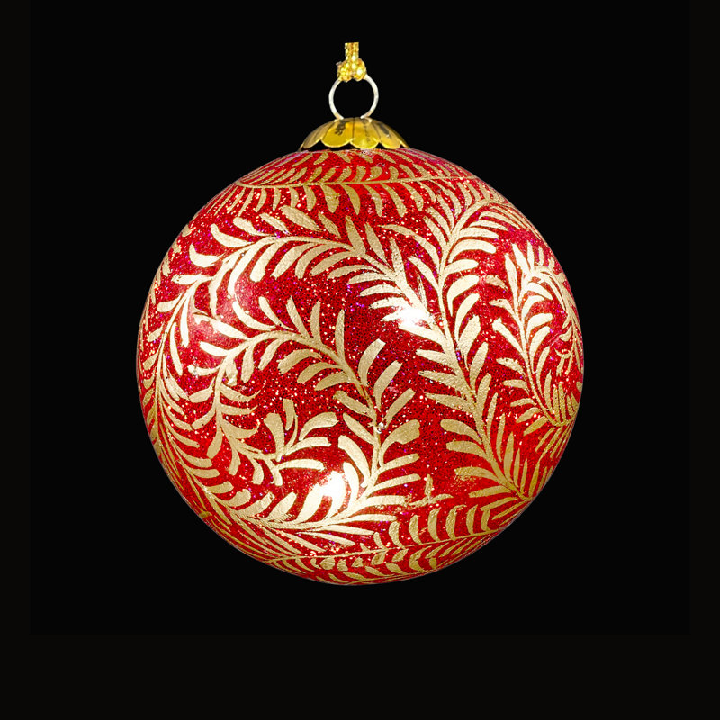 7.62cm Handmade Paper Plants & Flowers Bauble, Red