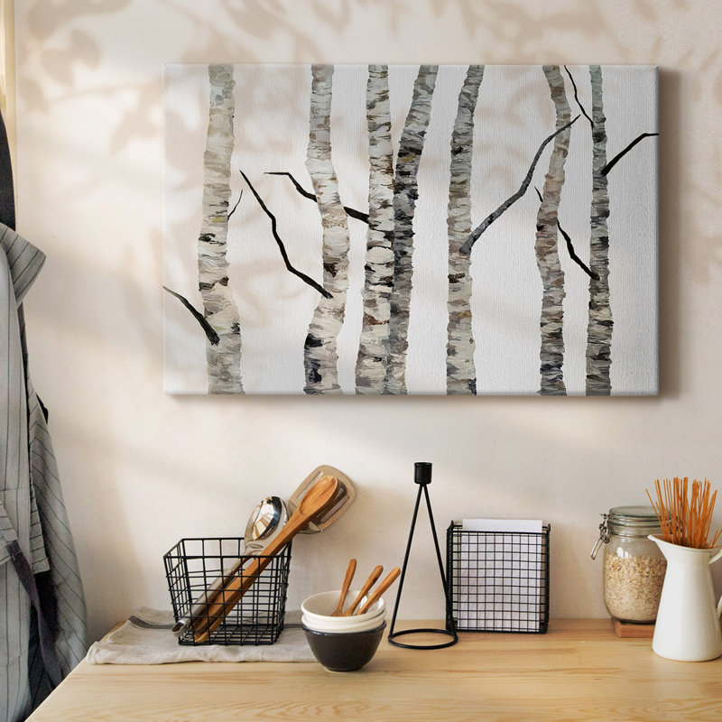 Birch Trees II - Toile tendue avec châssis, H 12 po x l 18 po