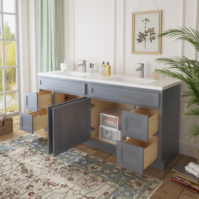 Base de meuble-lavabo double 72 po 72 po, Argent