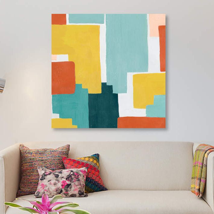 « block abstract iii », impression sur toile, H 12 po x l 12 po x P 0,75 po, Toile tendue, Pas de tapis