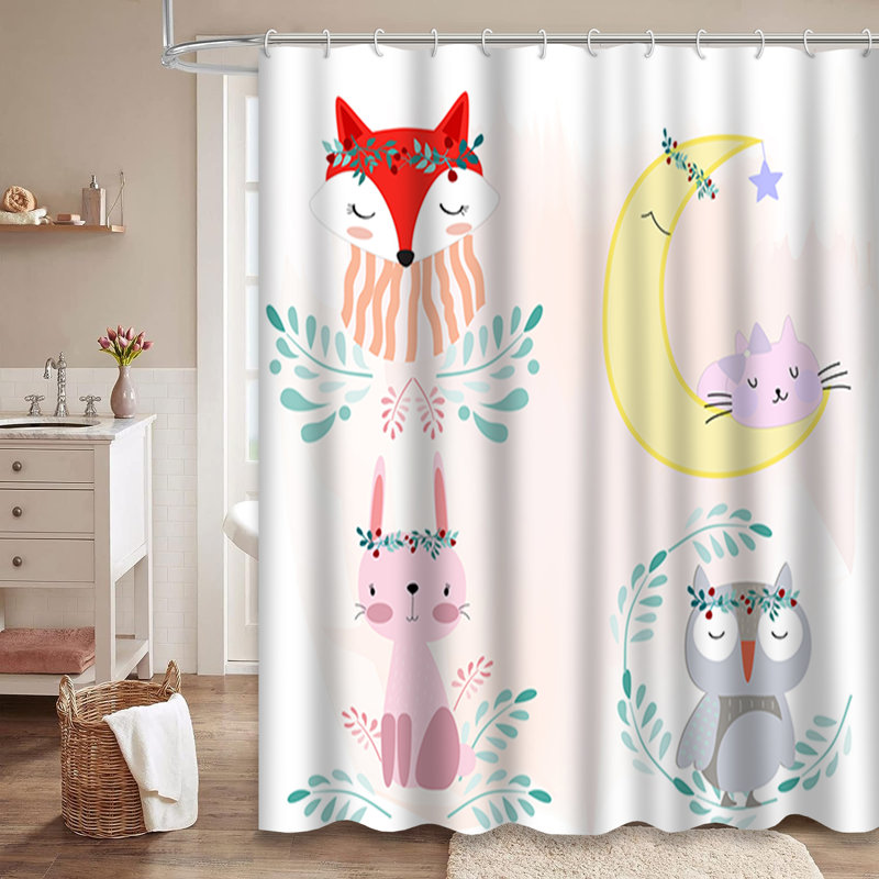 Mignon rideau de douche avec 12 crochets, L 72 po x l 72 po