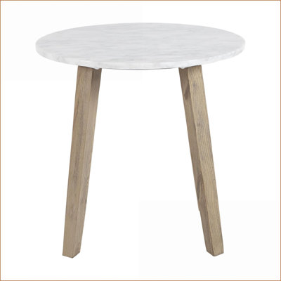 Table basse Milo Simple Fresh - Structure en bois de frêne de blé, plateau en marbre blanc, assemblage facile