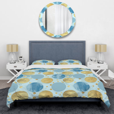 Ensemble de housse de couette Blue Gold Polka Dot Delight I - Glam