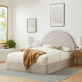 Solana Arched Performance Velvet Twin Platform Bed In Rust