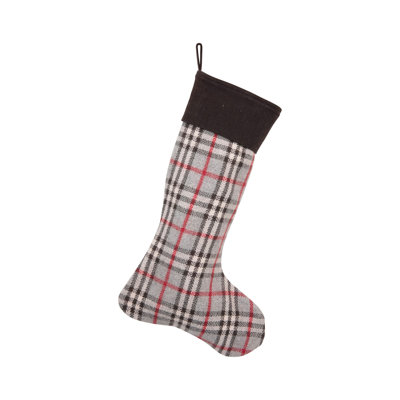Woven Wool Blend Plaid Stocking