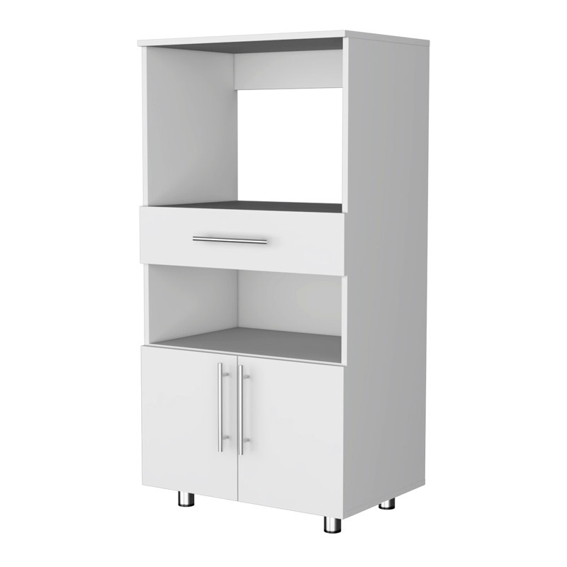 Support pour micro-ondes blanc avec garde-manger et tiroir de rangement pratique