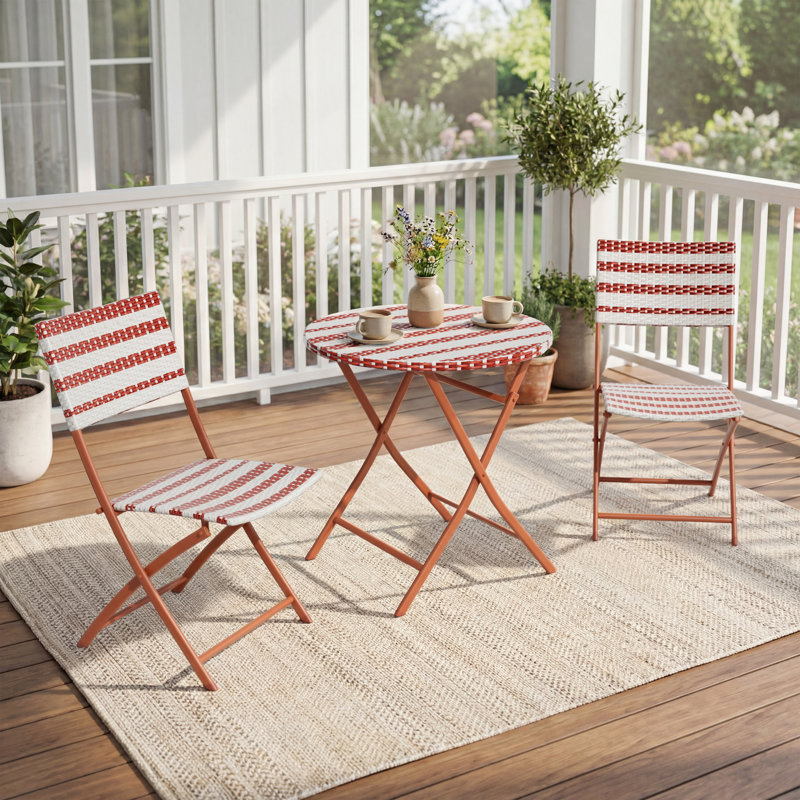 2 - Person Patio Dining Set with Round Table, Red