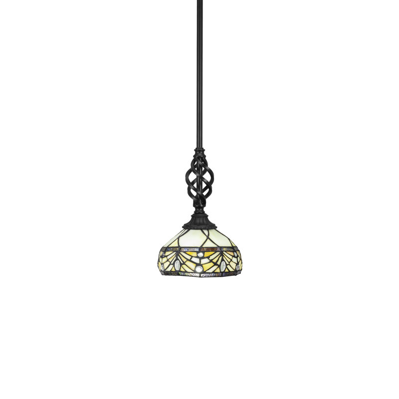 Eleganté Stem Hung Mini Pendant Shown In Matte Black Finish With 7" Royal Merlot Art Glass