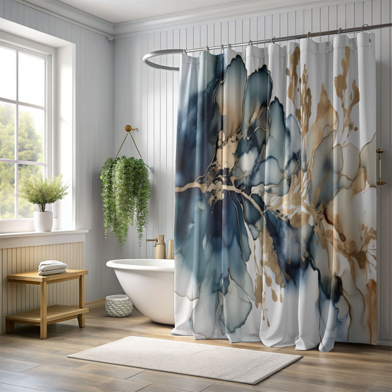 Kielle Abstract Shower Curtain, 74"H x 71"W