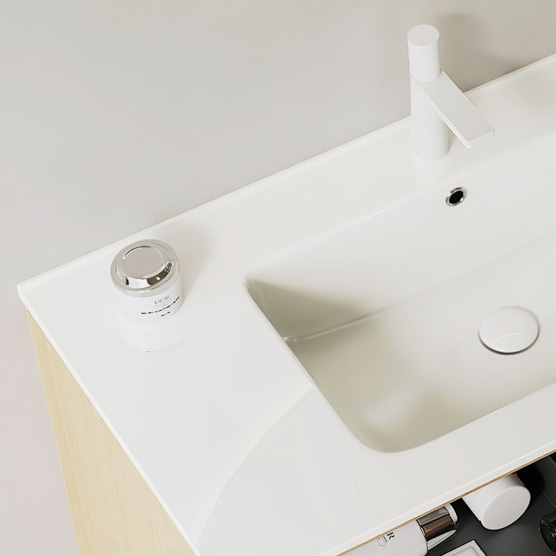 Lavabo de salle de bain 30 "sans armoire, avec lavabo en céramique blanche
