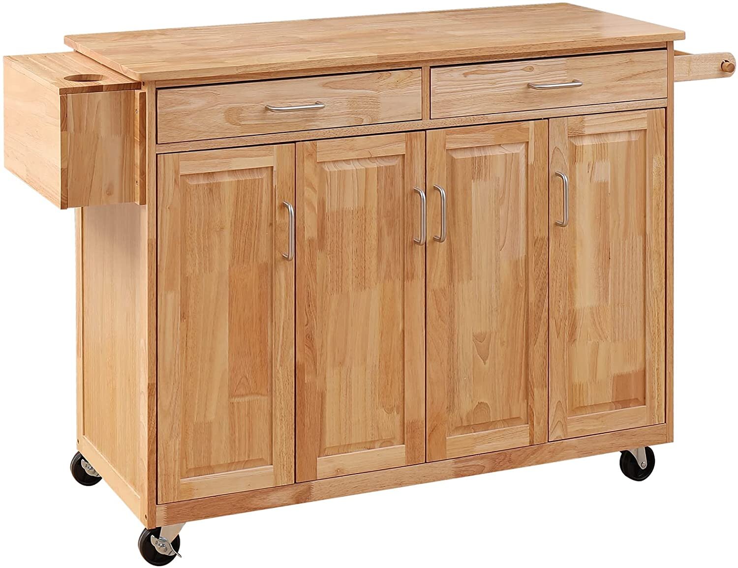 AVAWING Kitchen Island on Wheels, 2 Drawers Portable Kitchen Storage  Islands & Carts on Clearance, Rolling Island for Kitchen, Rubber Wood Top  Coffee