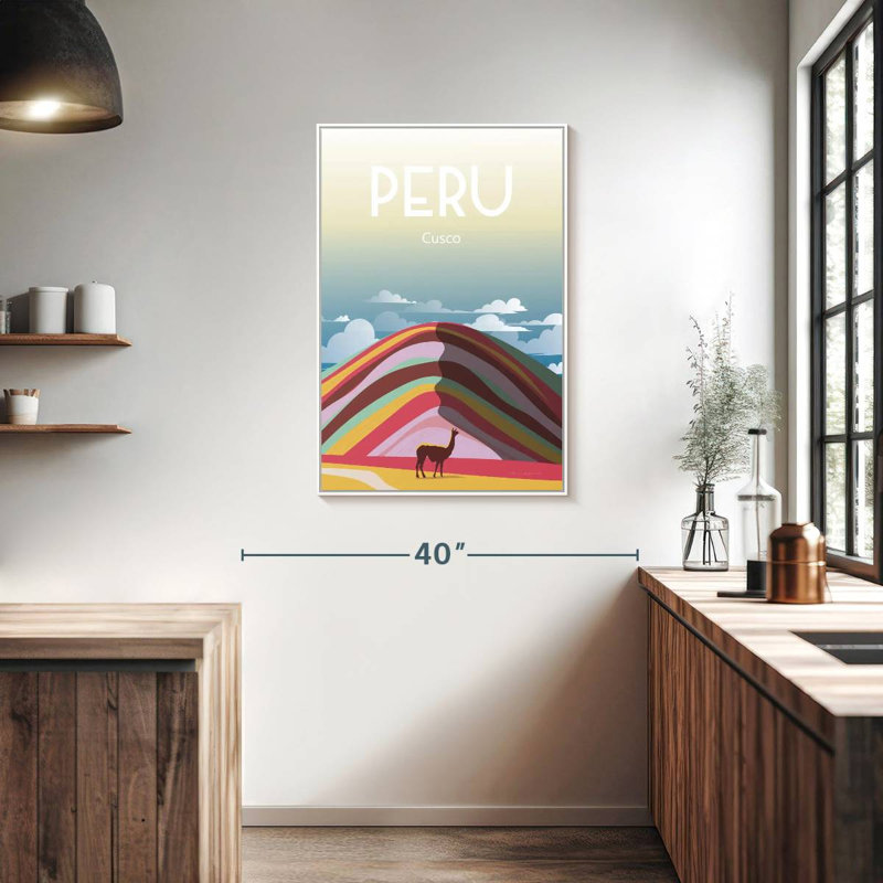 Pérou, 25 po x 37 po, Cadre flottant blanc