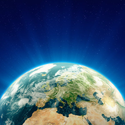Glowing Blue Earth Europe by Imaginima - No Frame Art Prints on Canvas